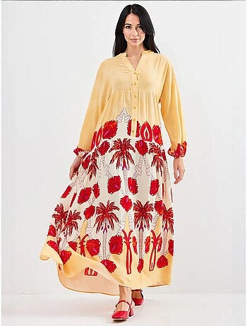 Robe longue imprimée à col en v bdart