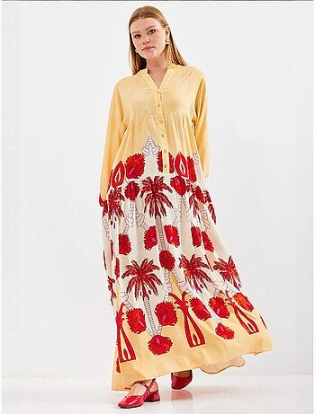 Robe longue imprimée à col en v bdart