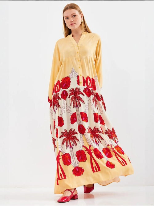 Robe longue imprimée à col en v bdart - Kiabi Robe longue imprimée à col en v bdart - Kiabi