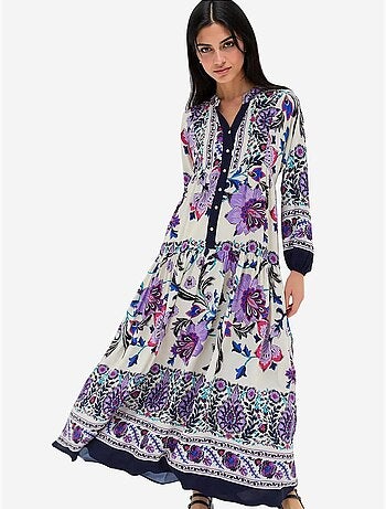 Robe longue imprimée à col en v bdart