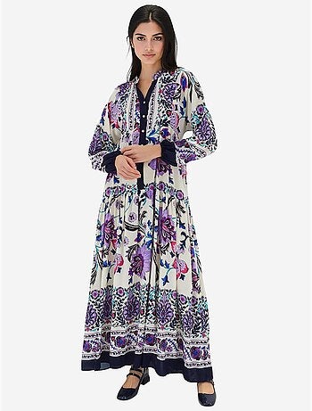 Robe longue imprimée à col en v bdart
