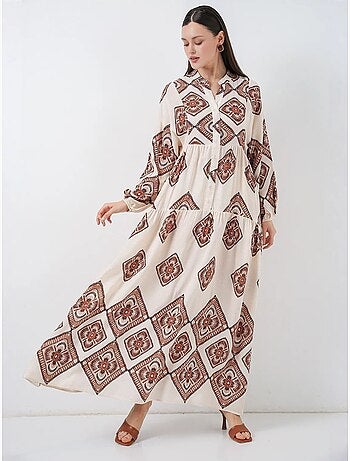 Robe longue imprimée à col en v bdart