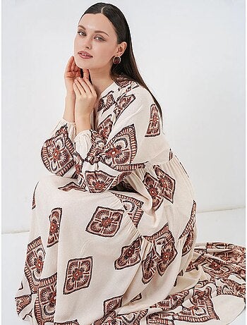 Robe longue imprimée à col en v bdart