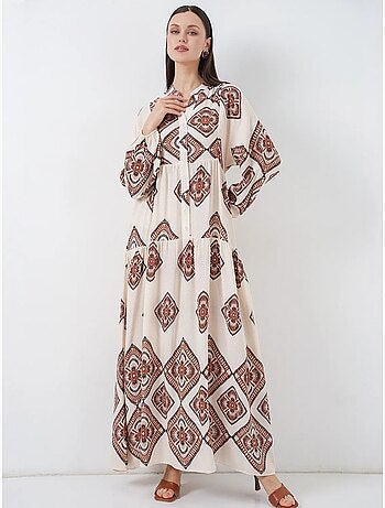 Robe longue imprimée à col en v bdart