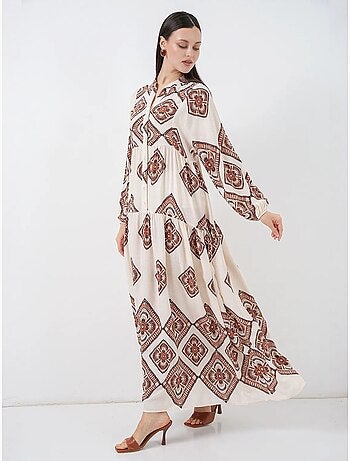 Robe longue imprimée à col en v bdart
