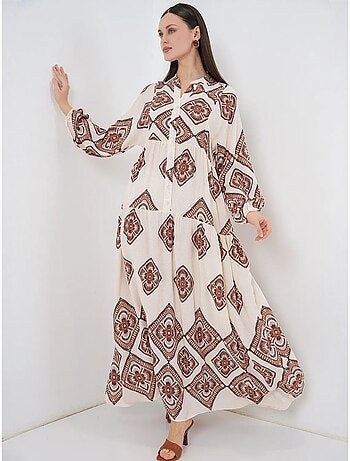 Robe longue imprimée à col en v bdart