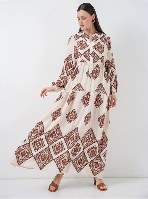 Robe longue imprimée à col en v bdart - Kiabi Robe longue imprimée à col en v bdart - Kiabi