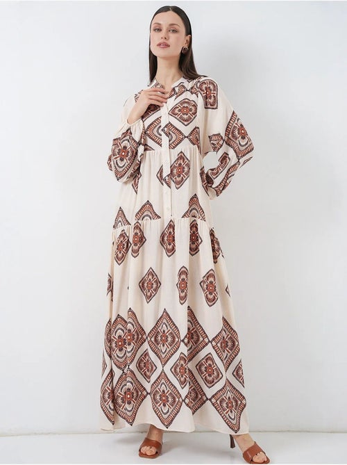 Robe longue imprimée à col en v bdart - Kiabi Robe longue imprimée à col en v bdart - Kiabi