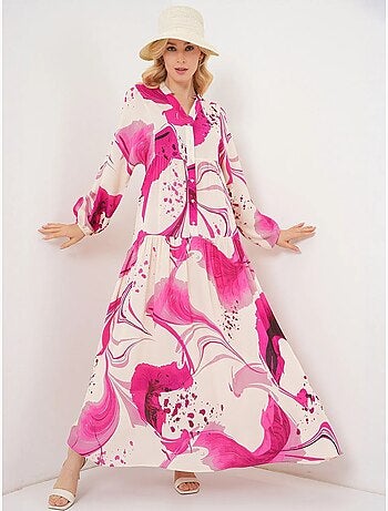 Robe longue imprimée à col en v bdart