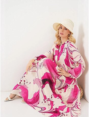 Robe longue imprimée à col en v bdart