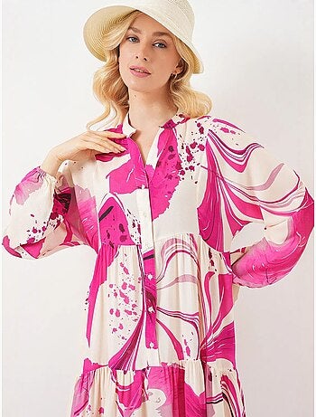 Robe longue imprimée à col en v bdart