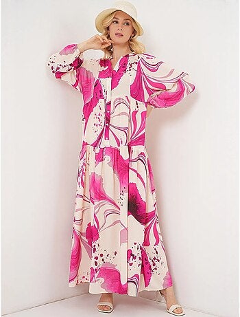 Robe longue imprimée à col en v bdart