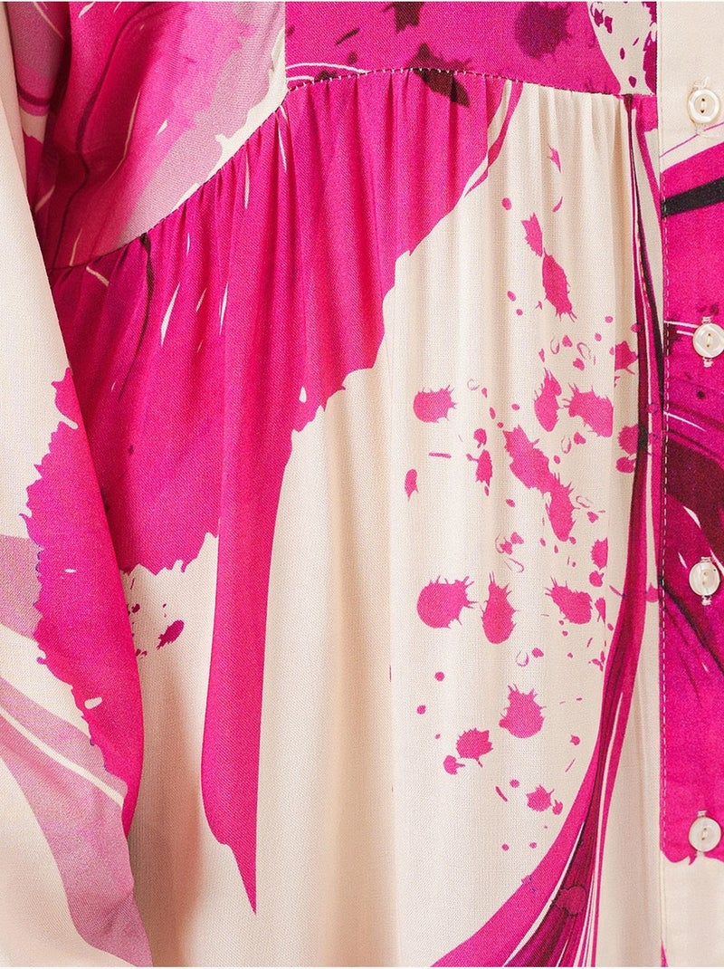 Robe longue imprimée à col en v bdart Magenta - Kiabi
