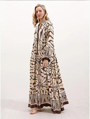 Robe longue imprimée à col en v bdart