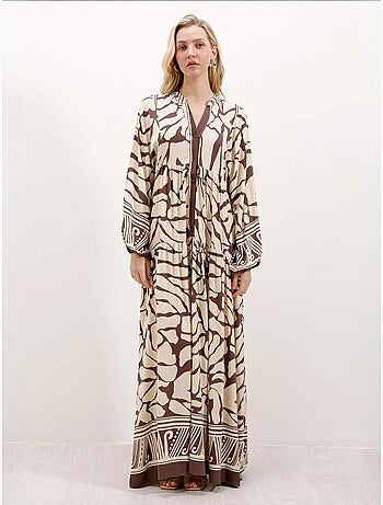 Robe longue imprimée à col en v bdart