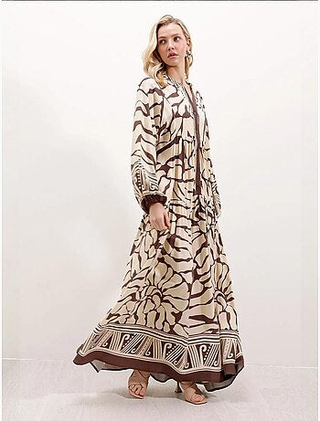 Robe longue imprimée à col en v bdart