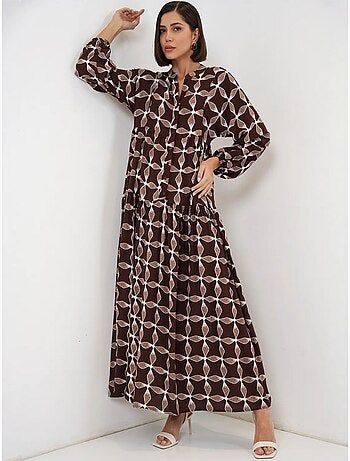Robe longue imprimée à col en v bdart