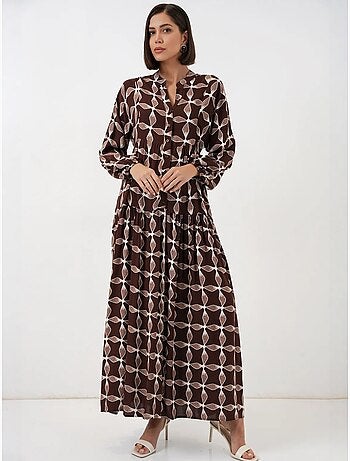 Robe longue imprimée à col en v bdart