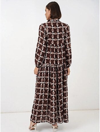 Robe longue imprimée à col en v bdart