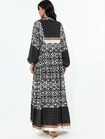 Robe longue imprimée à col en v bdart