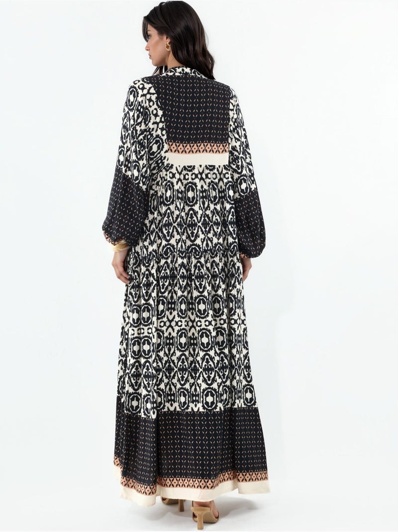 Robe longue imprimée à col en v bdart Nude - Kiabi