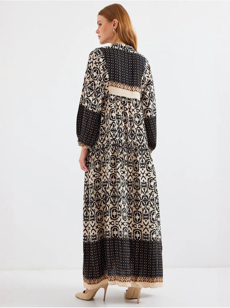Robe longue imprimée à col en v bdart Nude - Kiabi