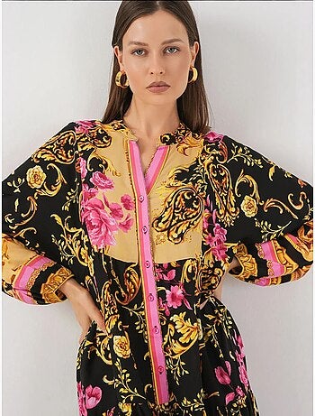 Robe longue imprimée à col en v bdart