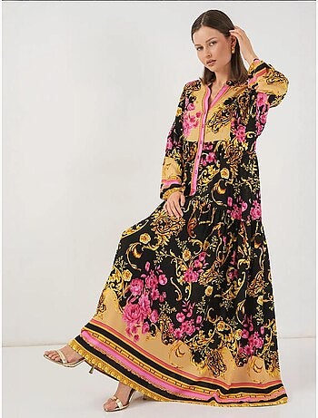 Robe longue imprimée à col en v bdart