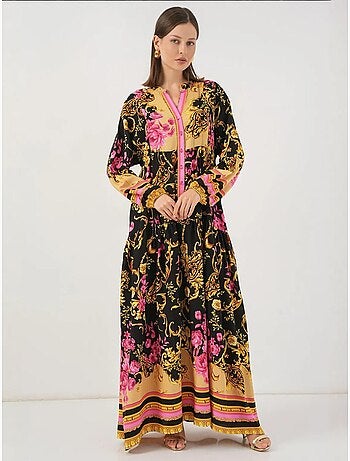 Robe longue imprimée à col en v bdart
