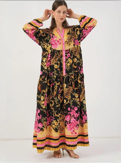 Robe longue imprimée à col en v bdart - Kiabi Robe longue imprimée à col en v bdart - Kiabi