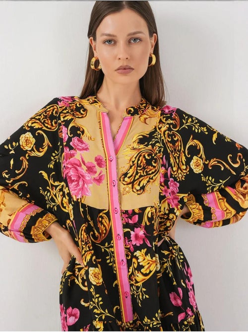 Robe longue imprimée à col en v bdart - Kiabi Robe longue imprimée à col en v bdart - Kiabi
