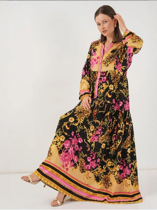 Robe longue imprimée à col en v bdart - Kiabi Robe longue imprimée à col en v bdart - Kiabi