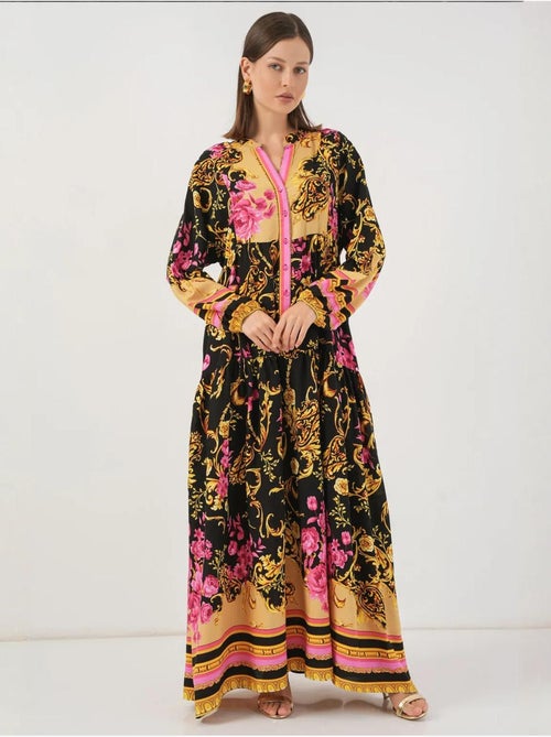 Robe longue imprimée à col en v bdart - Kiabi Robe longue imprimée à col en v bdart - Kiabi