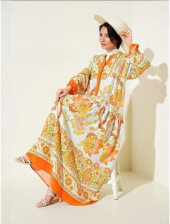 Robe longue imprimée à col en v bdart