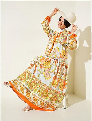 Robe longue imprimée à col en v bdart