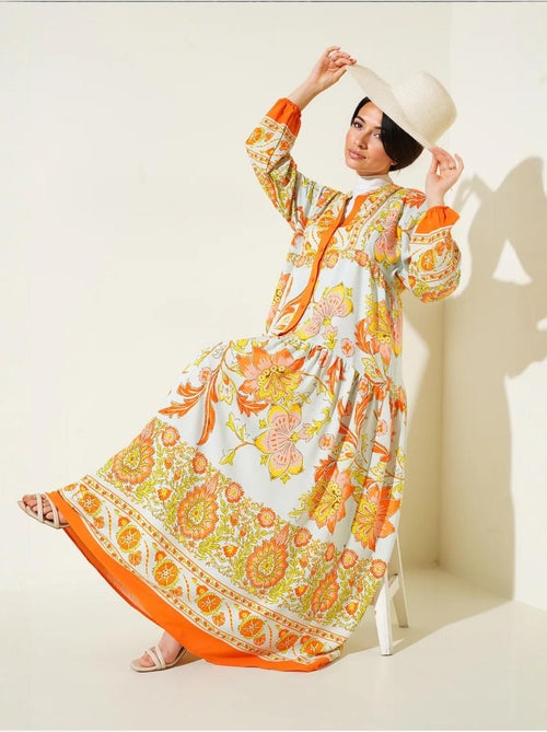 Robe longue imprimée à col en v bdart - Kiabi Robe longue imprimée à col en v bdart - Kiabi