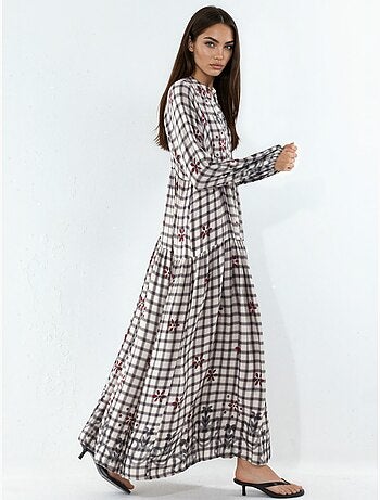 Robe longue imprimée à col en v bdart