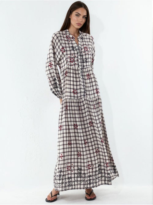 Robe longue imprimée à col en v bdart - Kiabi Robe longue imprimée à col en v bdart - Kiabi