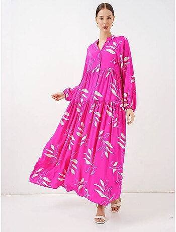 Robe longue imprimée à col en v bdart