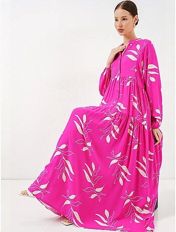 Robe longue imprimée à col en v bdart