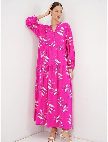 Robe longue imprimée à col en v bdart