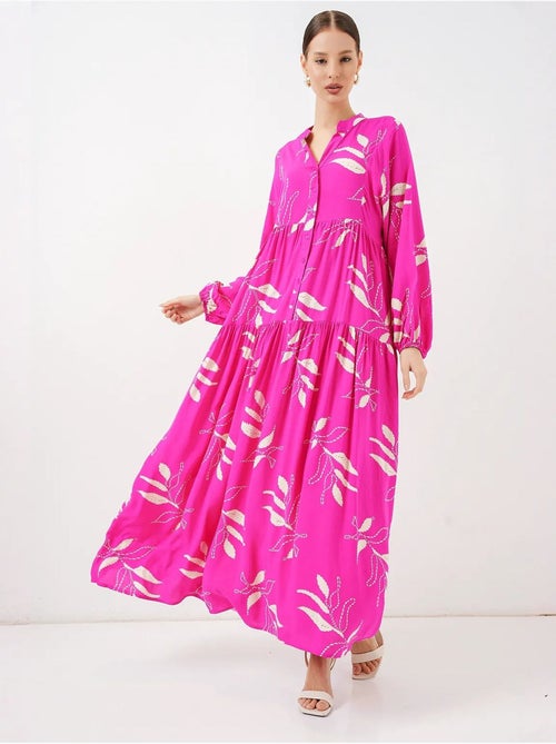 Robe longue imprimée à col en v bdart - Kiabi Robe longue imprimée à col en v bdart - Kiabi