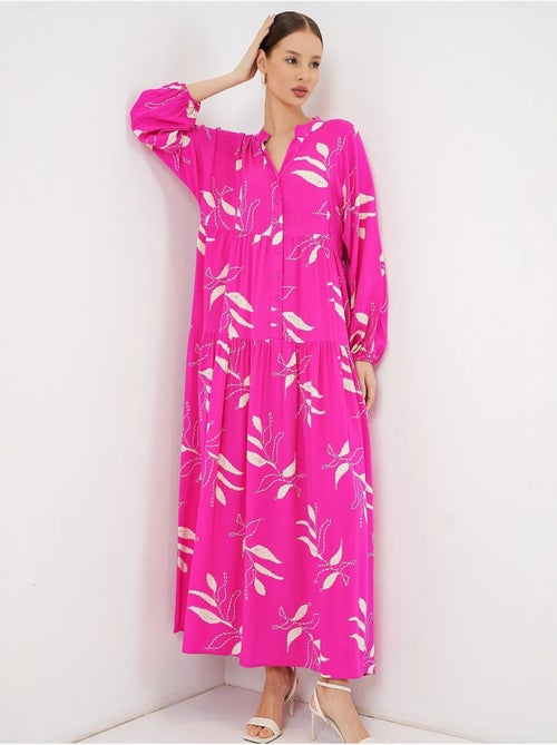 Robe longue imprimée à col en v bdart - Kiabi Robe longue imprimée à col en v bdart - Kiabi