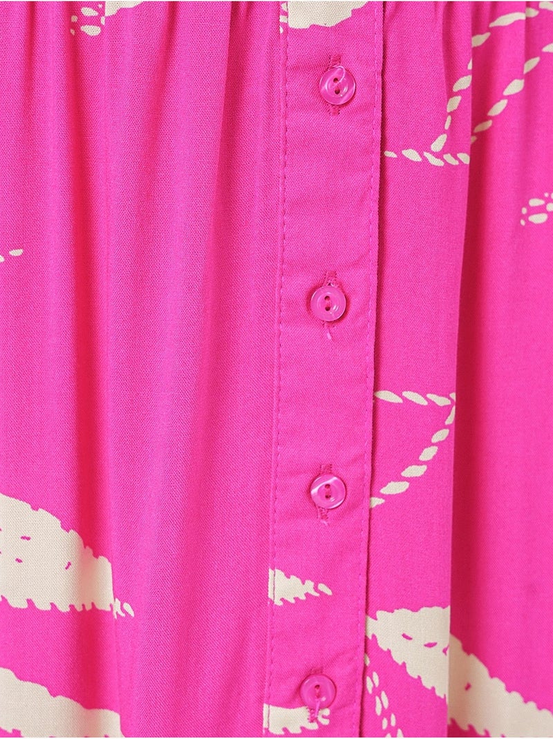 Robe longue imprimée à col en v bdart Rose fluo/Solinotes - Kiabi