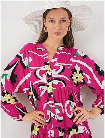 Robe longue imprimée à col en v bdart