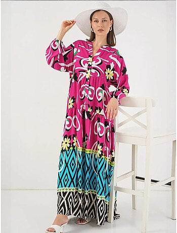 Robe longue imprimée à col en v bdart