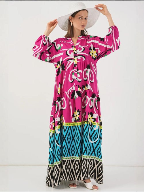 Robe longue imprimée à col en v bdart - Kiabi Robe longue imprimée à col en v bdart - Kiabi