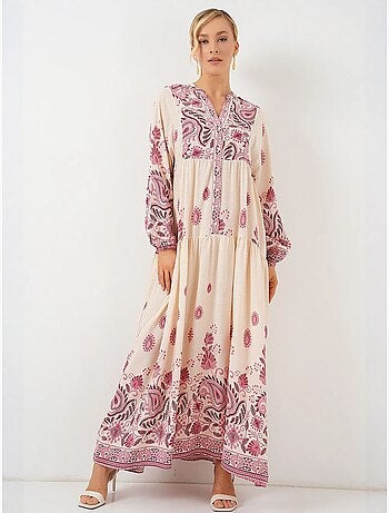 Robe longue imprimée à col en v bdart