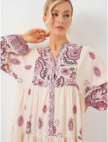 Robe longue imprimée à col en v bdart