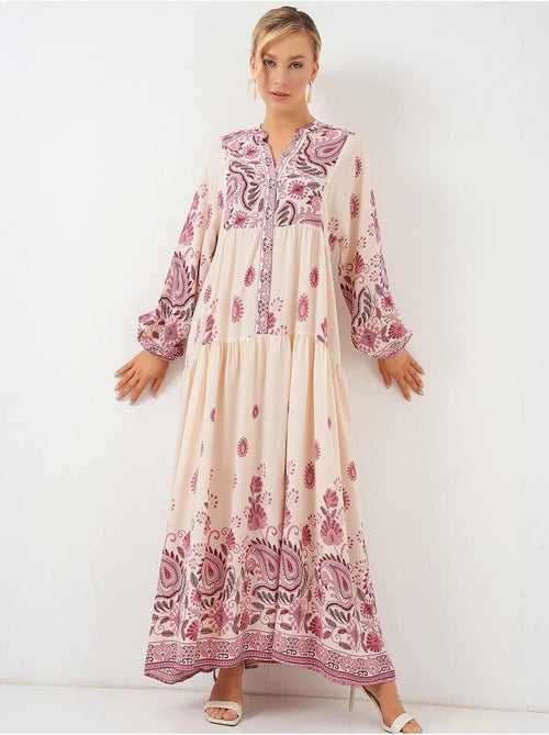 Robe longue imprimée à col en v bdart - Kiabi Robe longue imprimée à col en v bdart - Kiabi